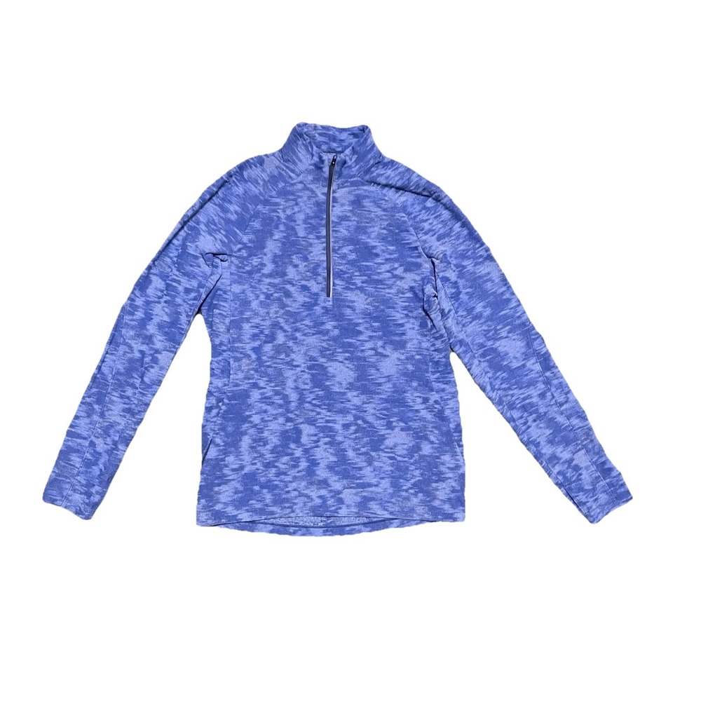 Lululemon Surge Warm Half Zip Fleece Pullover Blue Camo Men's Size S Travel Cozy